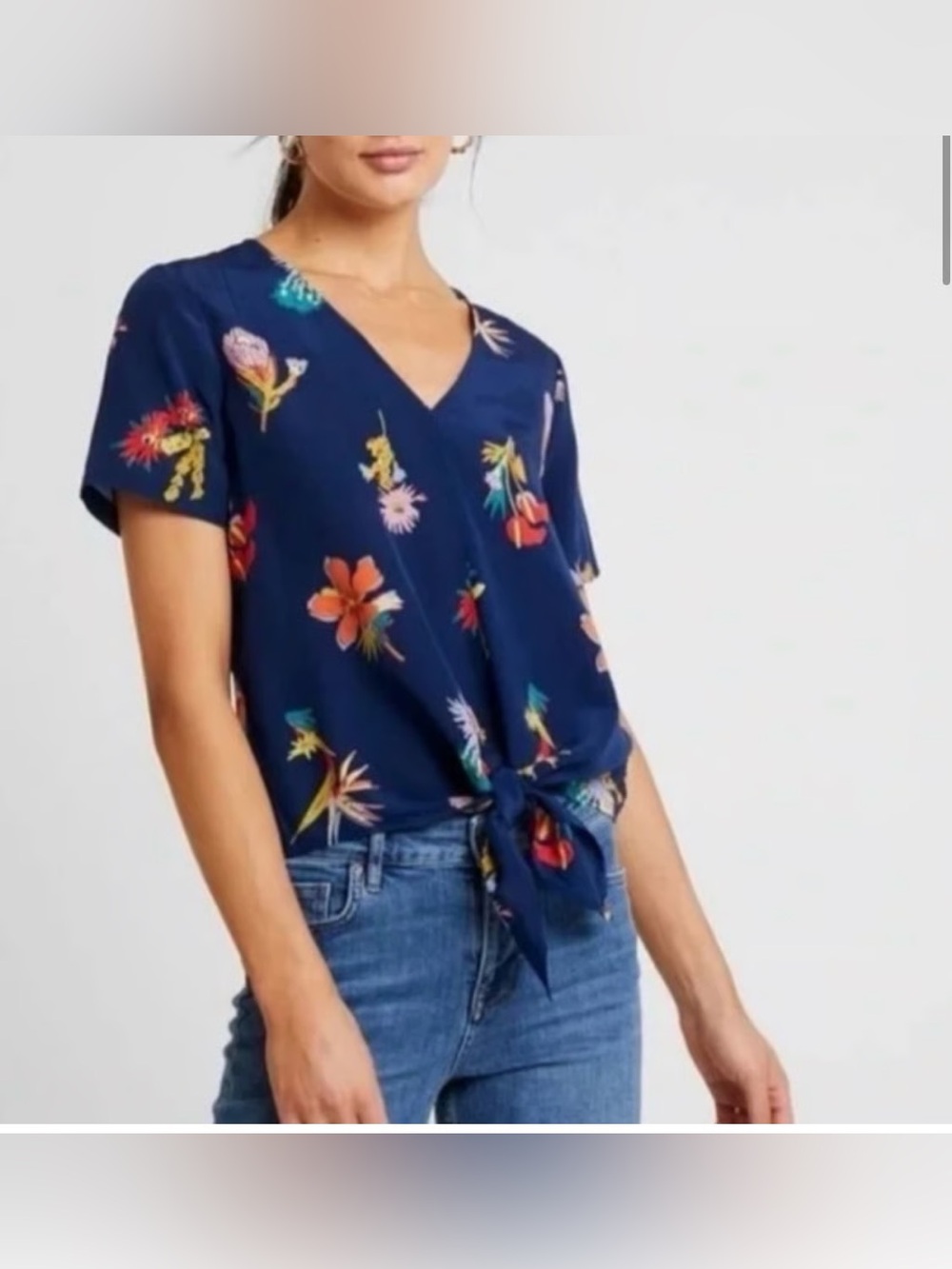 Madewell Silk Novel Tie-Front Top in Bird of Paradise